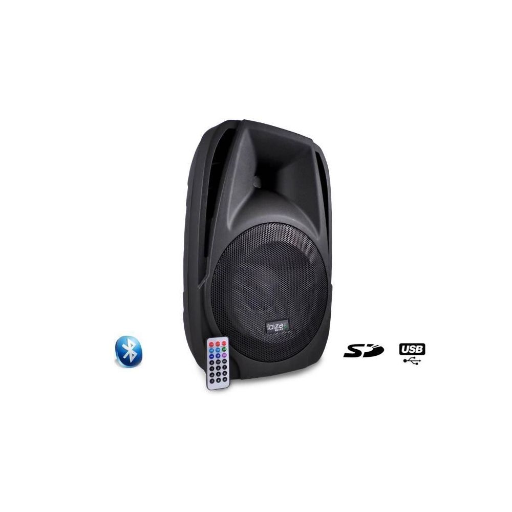 Ibiza - enceinte active 10"" 25cm 250W avec lecteur USB SD BLUETOOTH noir - Sonorisation portable