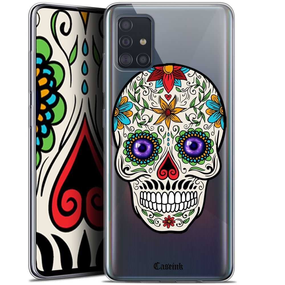 Caseink - Coque Pour Samsung Galaxy A51 (A515) (6.5 ) [Gel HD Collection Skull Design Maria's Flower - Souple - Ultra Fin - Imprimé en France] - Coque, étui smartphone