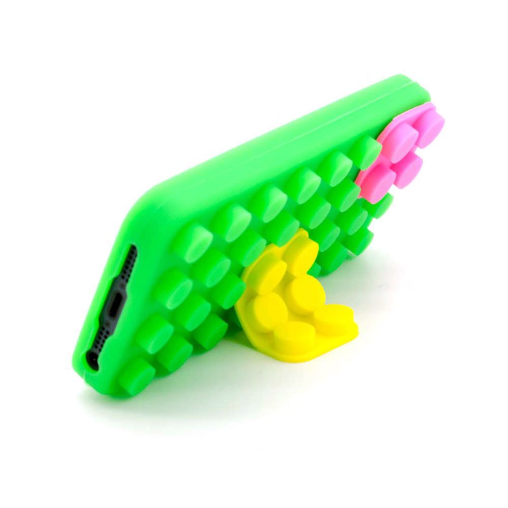 Caseink - Coque Blocs Blocks Design Verte, jaune et rose iPhone 5 - Coque, étui smartphone