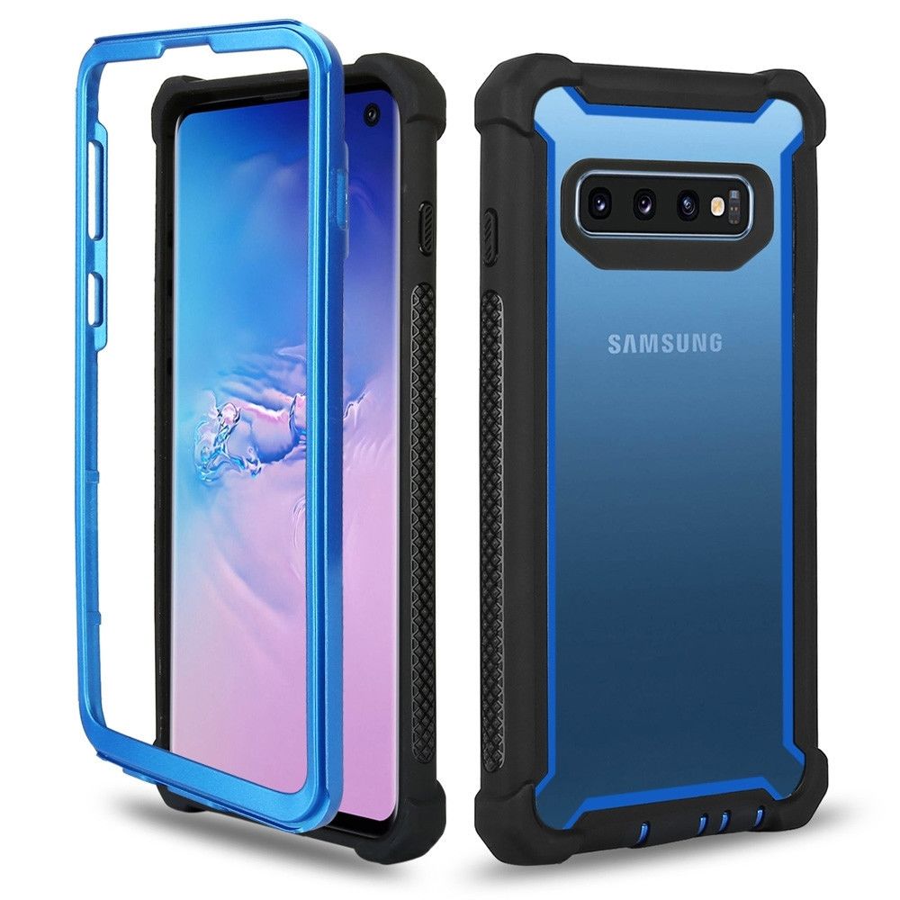 Wewoo - Coque Renforcée Étui transparent tout inclus antichoc aux quatre coins pour Galaxy S10 + bleu noir - Coque, étui smartphone