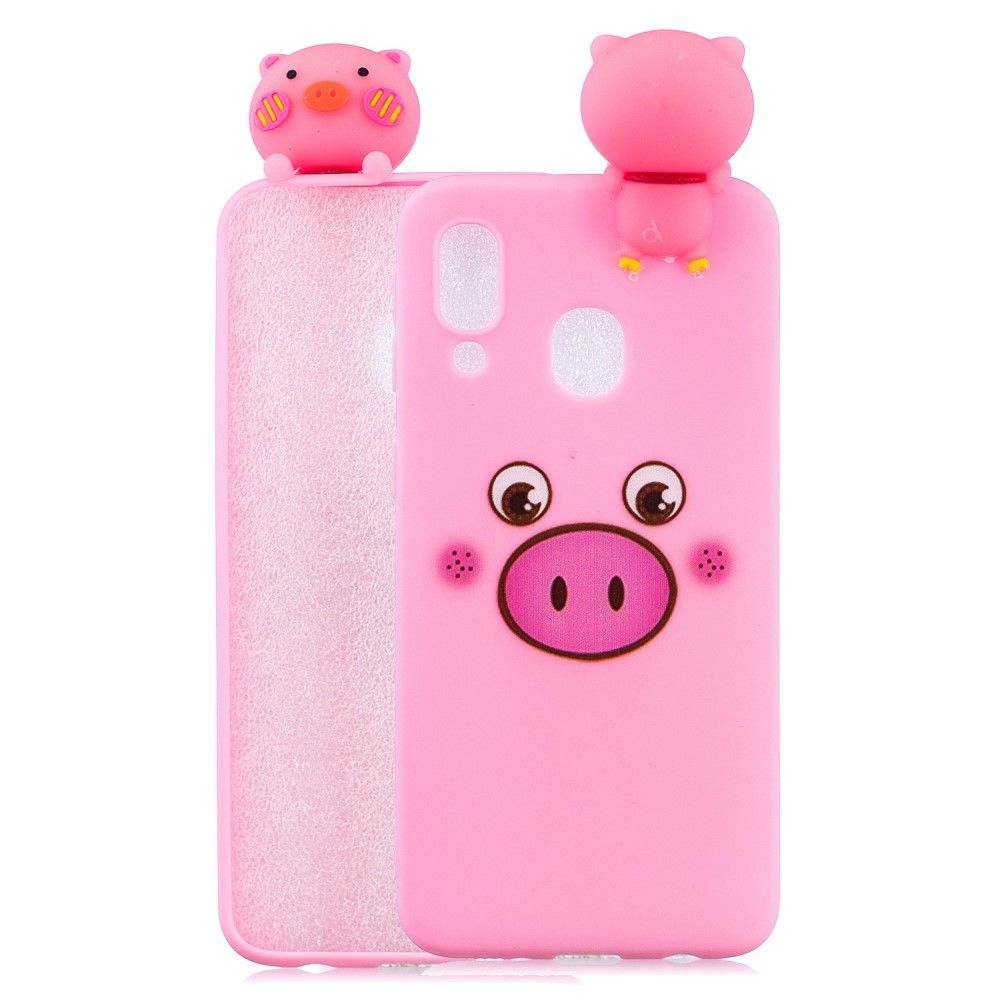 marque generique - Coque en TPU gel d'impression de motifs avec poupée animalière 3D cochon pour votre Samsung Galaxy A40 - Coque, étui smartphone