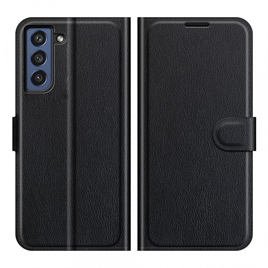 Other - Etui en PU Design Litchi Texture Flip avec support noir pour votre Samsung Galaxy S21 FE - Coque, étui smartphone
