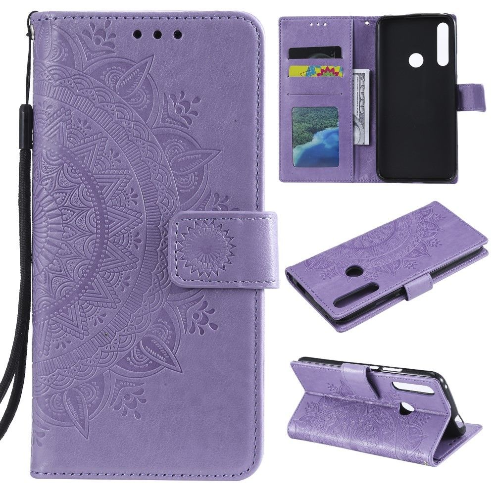marque generique - Etui en PU fleur violet pour votre Huawei P Smart Z/Y9 Prime (2019) - Coque, étui smartphone
