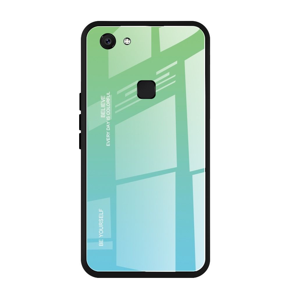 Wewoo - Coque Pour Vivo V7 Gradient Color Glass Case Bleu ciel - Coque, étui smartphone