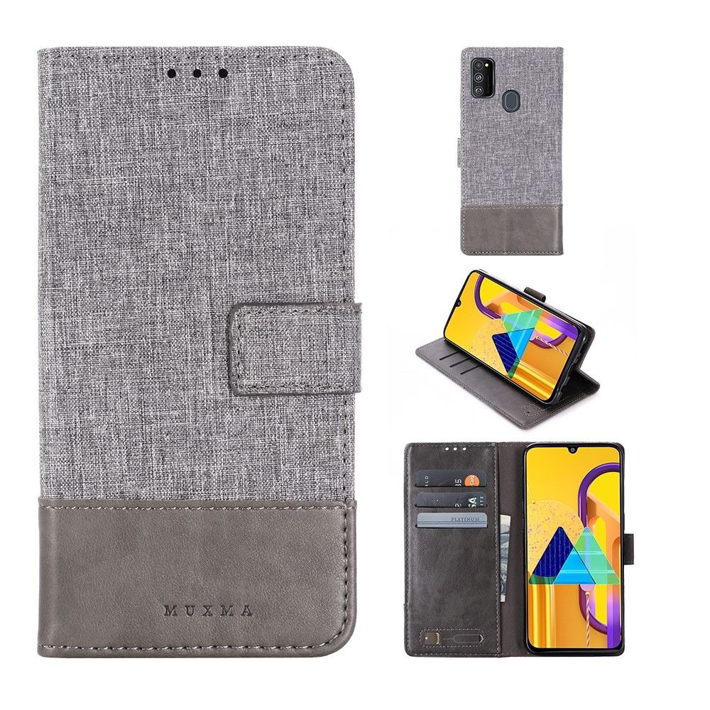 Wewoo - Housse Coque Pour Galaxy A30s MUMXA MX102 en cuir à couture horizontale avec support et fentes cartes et portefeuille gris - Coque, étui smartphone