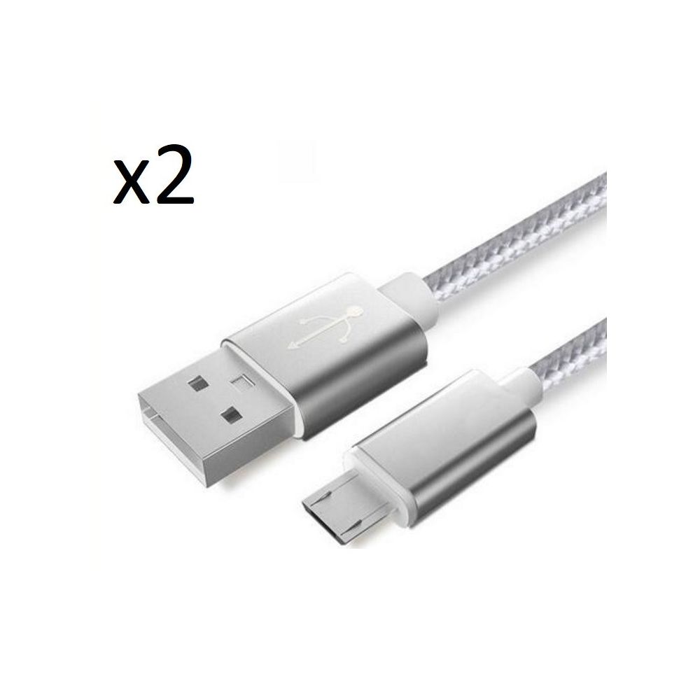 Shot - Pack de 2 Cables Metal Nylon Micro USB pour SAMSUNG Galaxy S7 Edge Smartphone Android Chargeur Connecteur - Chargeur secteur téléphone