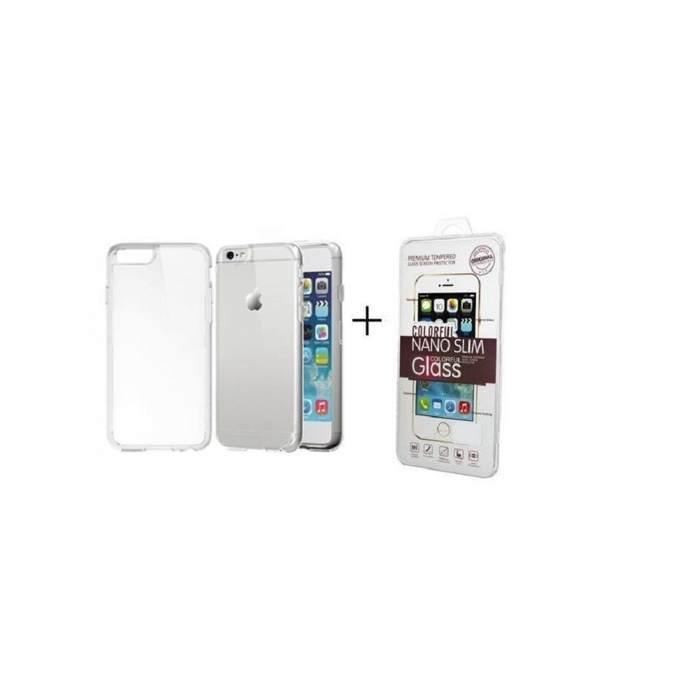 marque generique - Coque Etui Silicone Souple Transparente + Film de protection Verre pour Iphone 7 - Coque, étui smartphone