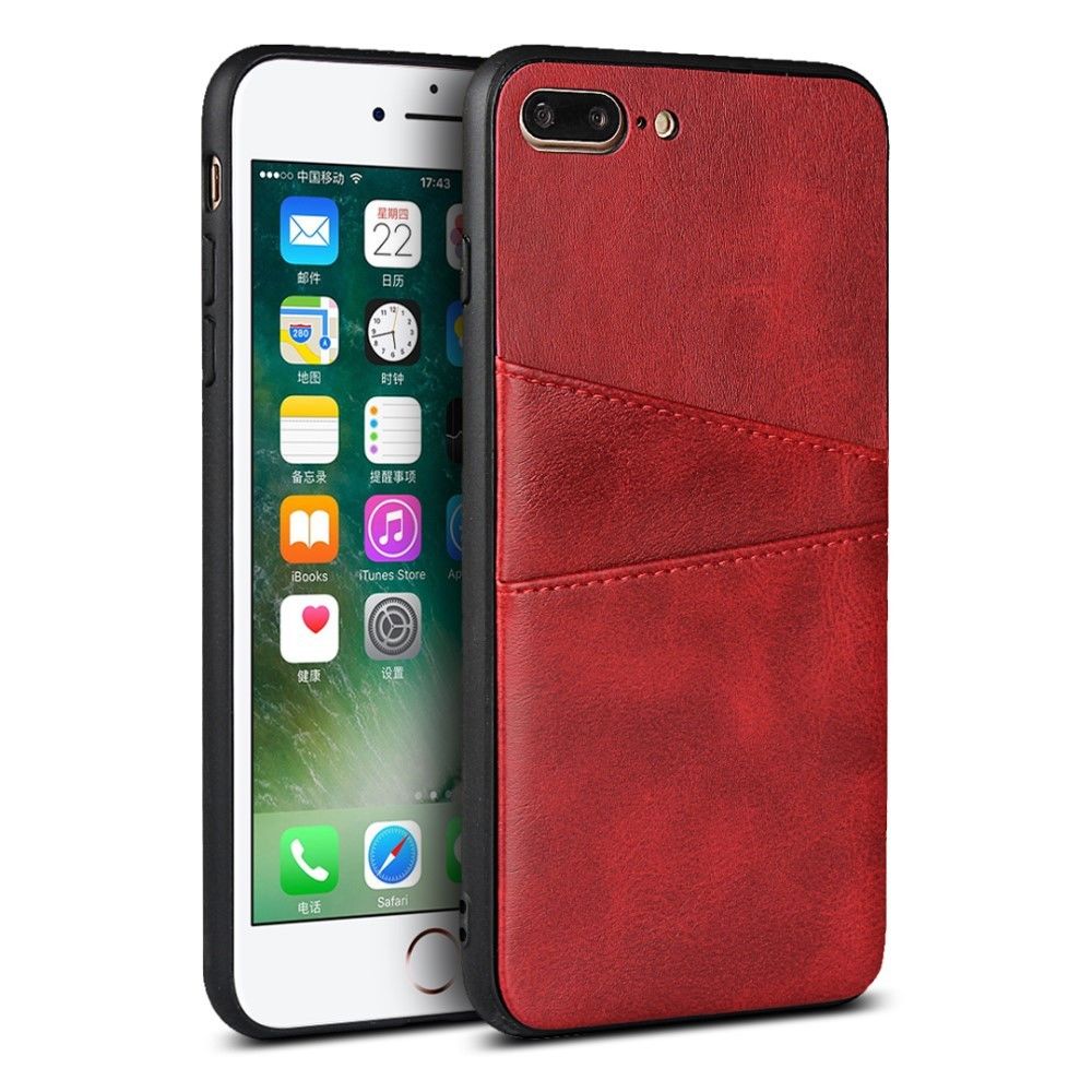 marque generique - Coque en TPU + PU rigide rouge pour votre Apple iPhone 7 Plus/8 Plus 5.5 pouces - Coque, étui smartphone