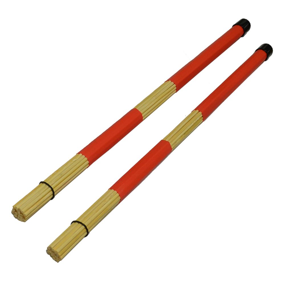 marque generique - 1 paire de bâtons de tambour de brosse de tambour de tige de bambou de 40cm pour la musique folklorique de jazz rouge - Accessoires percussions