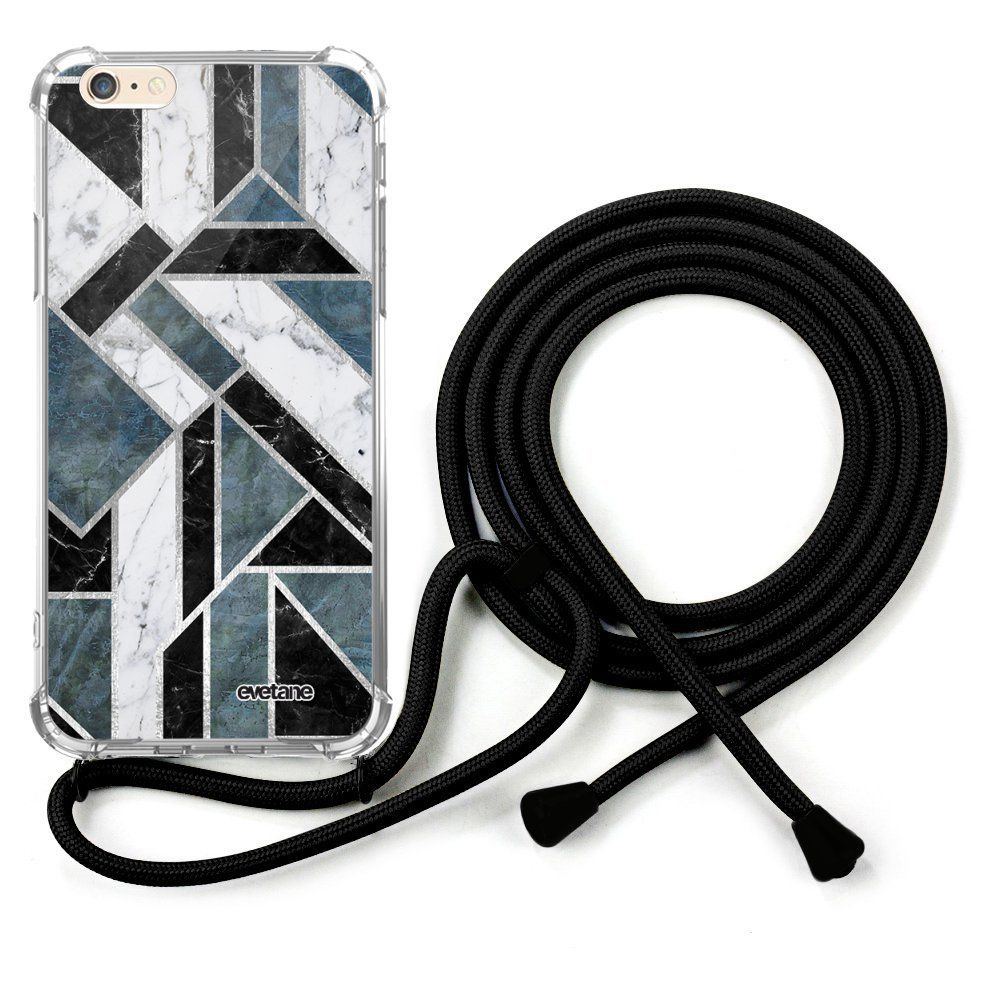 Evetane - Coque cordon compatible avec iPhone 6/6S cordon noir Dessin Marbre Vert Graphique Evetane - Coque, étui smartphone