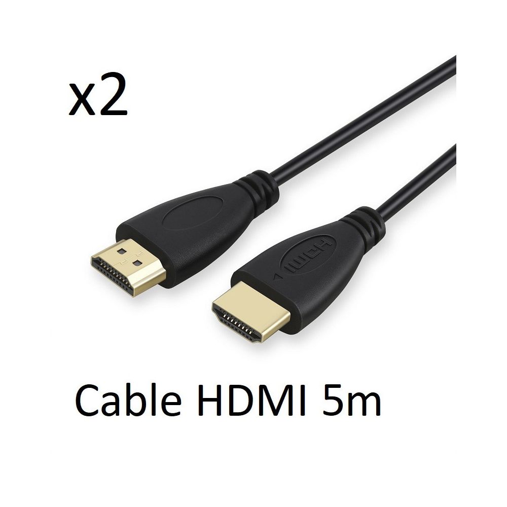 Shot - Pack de 2 Cables HDMI Male 5m pour PC YONIS Gold 3D FULL HD 4K Television Ecran 1080p (NOIR) - Chargeur secteur téléphone