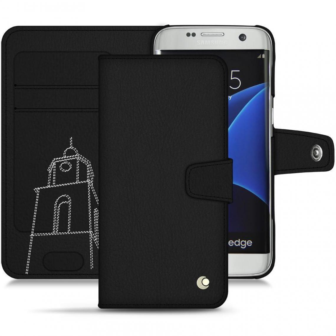 Noreve - Housse cuir Samsung Galaxy S7 Edge - Rabat horizontal portefeuille - Negre poudro - NOREVE - Coque, étui smartphone