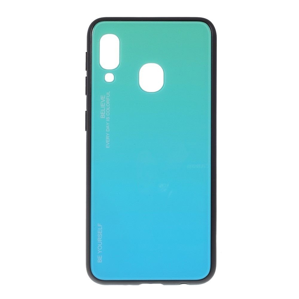 marque generique - Coque en TPU verre hybride dégradé cyan/bleu pour votre Samsung Galaxy A20e - Coque, étui smartphone
