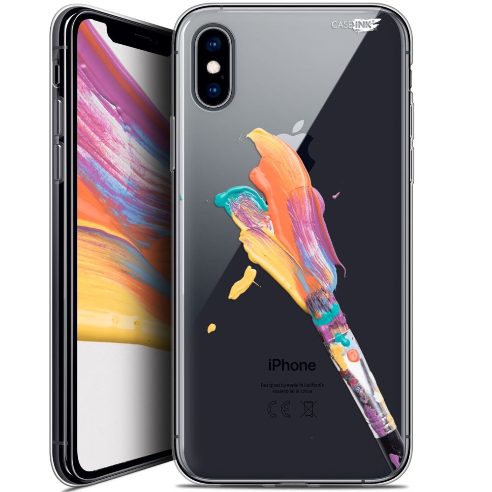 Caseink - Coque arrière Apple iPhone Xs / X (5.8 ) Crystal Gel HD [ Nouvelle Collection - Souple - Antichoc - Imprimé en France] Pinceau de Peinture - Coque, étui smartphone