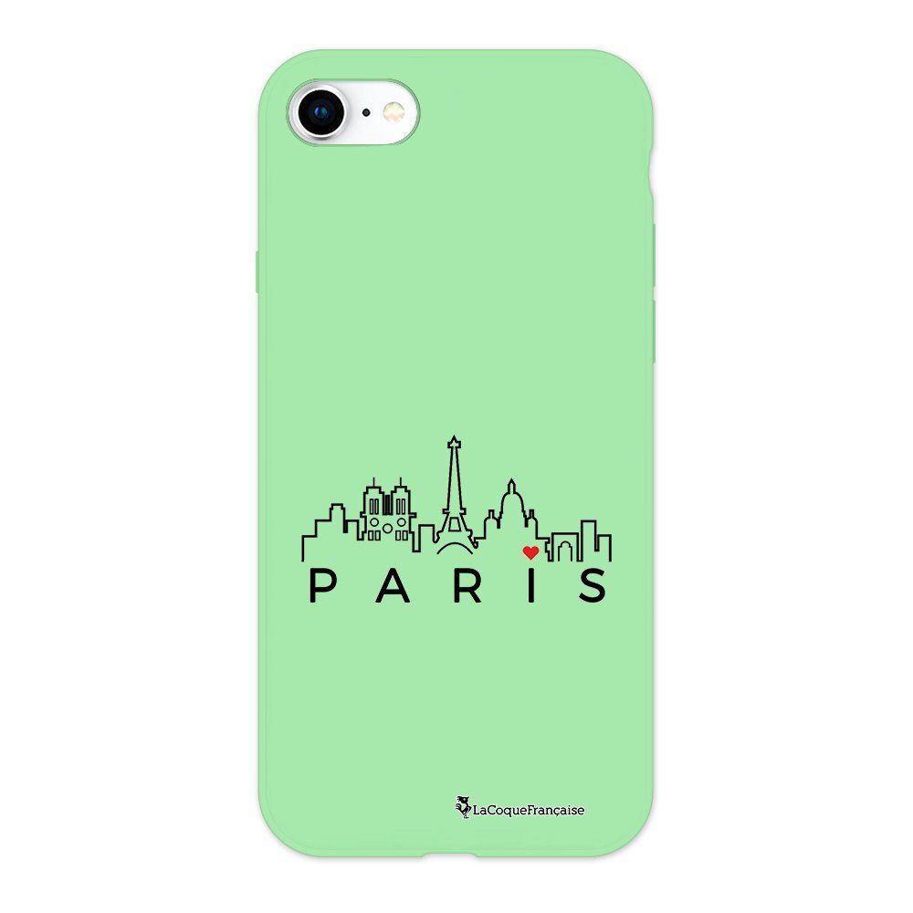 La Coque Francaise - Coque iPhone 7/8 Silicone Liquide Douce vert pâle Skyline Paris Ecriture Tendance et Design La Coque Francaise - Coque, étui smartphone