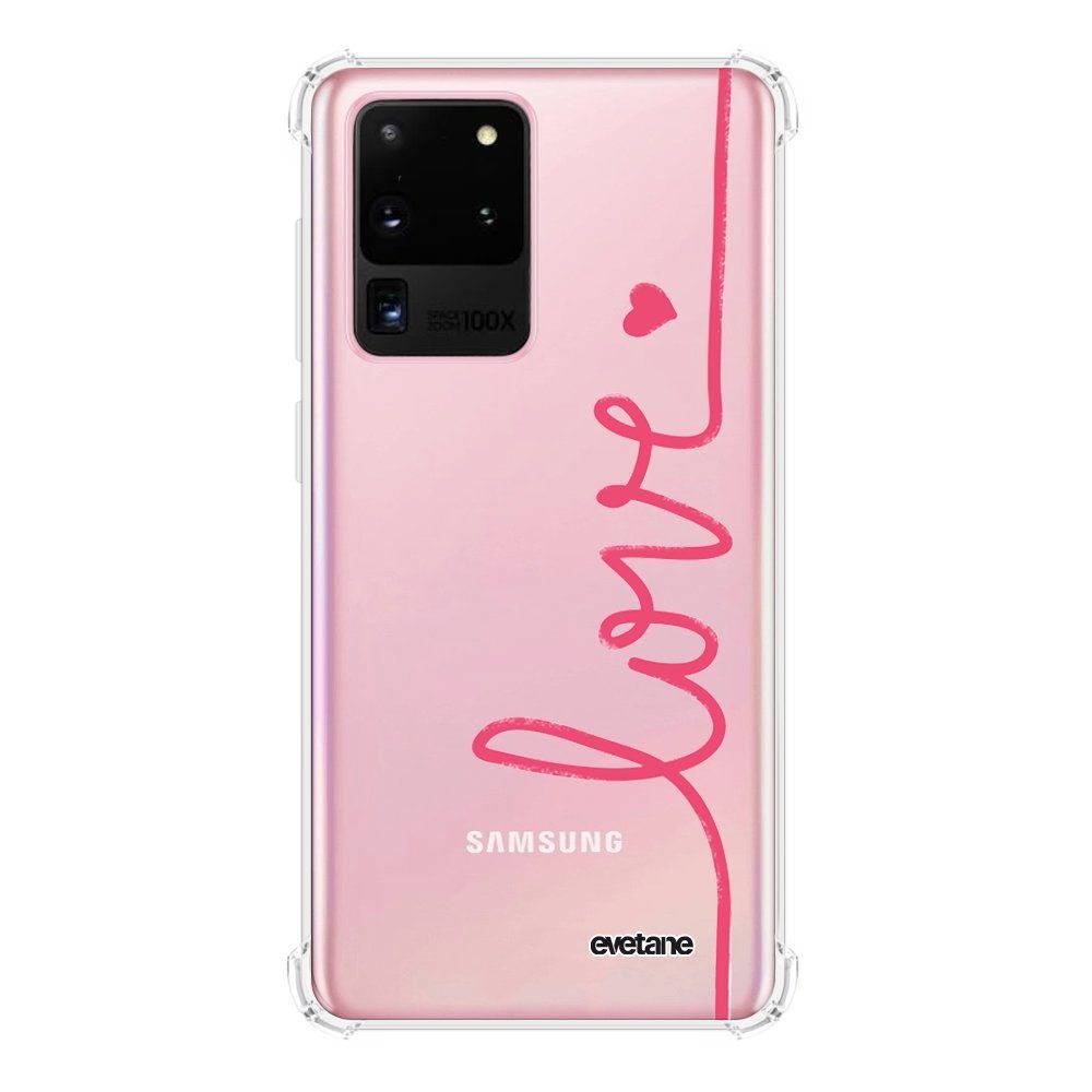Evetane - Coque Samsung Galaxy S20 Ultra 5G anti-choc souple avec angles renforcés transparente Love Evetane - Coque, étui smartphone