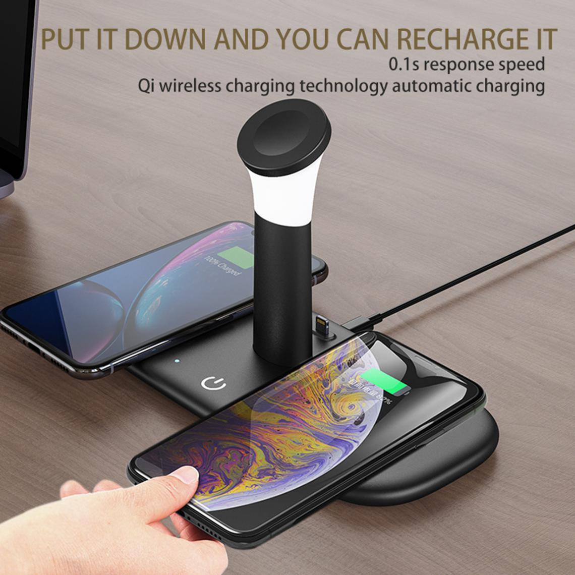 marque generique - Qi Wireless Pad Charger Dock Pour IPhone IWatch 6/5/4/3/2 Noir - Chargeur secteur téléphone