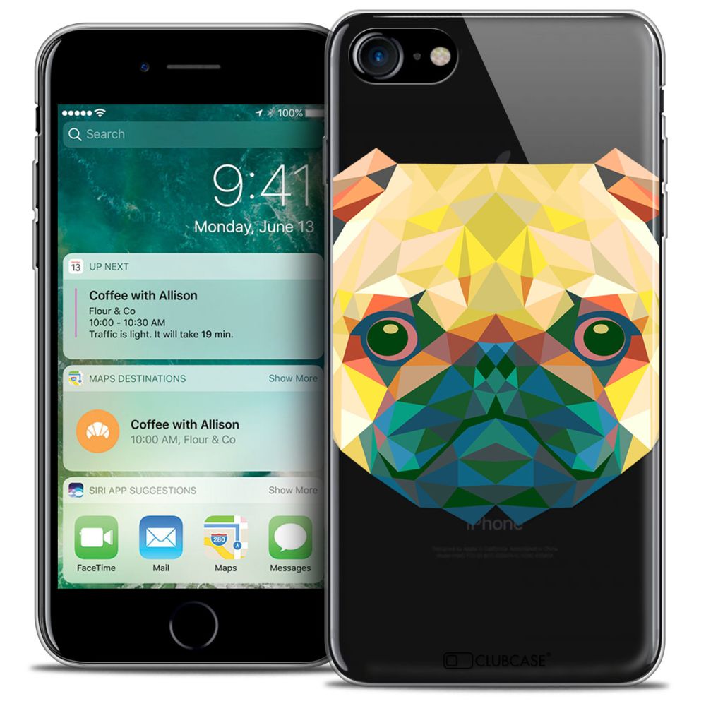 Caseink - Coque Housse Etui Apple iPhone 7 (4.7 ) [Crystal Gel HD Polygon Series Animal - Souple - Ultra Fin - Imprimé en France] Chien - Coque, étui smartphone