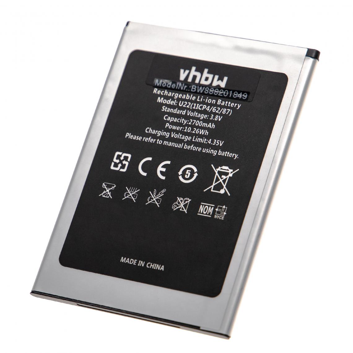 Vhbw - vhbw Batterie compatible avec Oukitel U22 smartphone (2700mAh, 3,8V, Li-ion) - Batterie téléphone