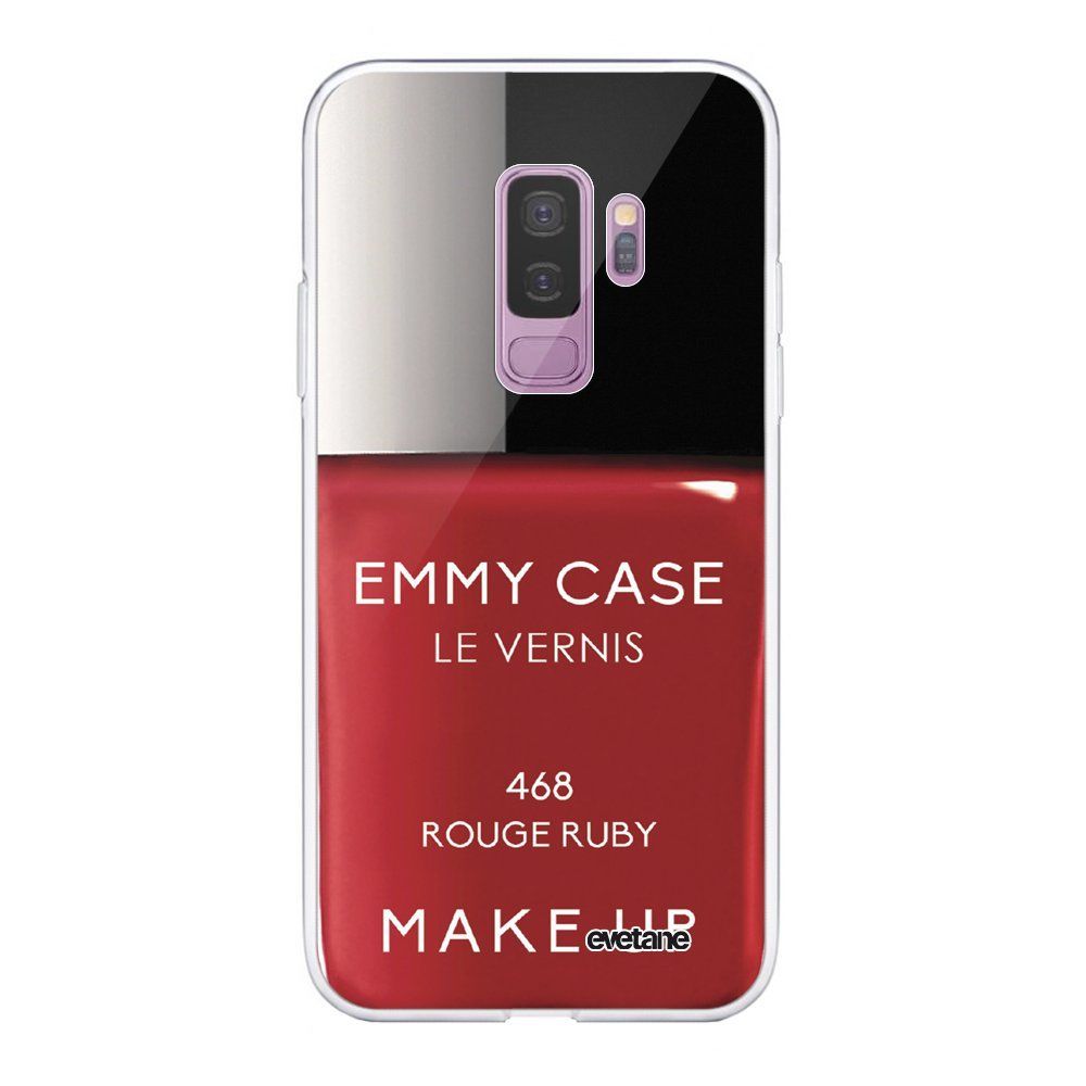 Evetane - Coque Samsung Galaxy S9 Plus souple transparente Vernis Rouge Motif Ecriture Tendance Evetane. - Coque, étui smartphone
