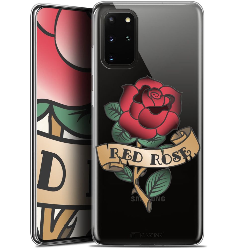 Caseink - Coque Pour Samsung S20+ (6.7 ) [Gel HD Collection Tatoo Lover Design Red Rose - Souple - Ultra Fin - Imprimé en France] - Coque, étui smartphone