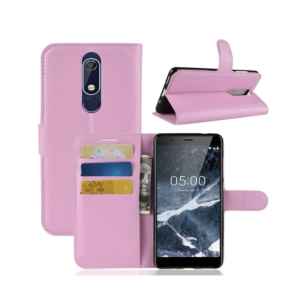 Wewoo - Housse Etui à Rabat en Cuir Litchi Texture pour Nokia 5.1, avec porte-monnaie & & fentes cartes rose - Coque, étui smartphone