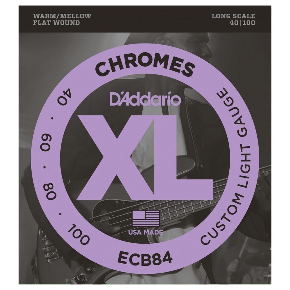 D'Addario - D'addario ECB84 - Jeu de Cordes Basse XL Chromes File Plat 40-100 - Accessoires instruments à cordes
