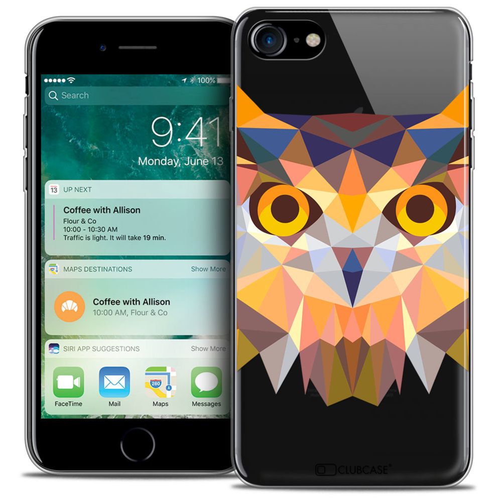 Caseink - Coque Housse Etui Apple iPhone 7 (4.7 ) [Crystal Gel HD Polygon Series Animal - Souple - Ultra Fin - Imprimé en France] Hibou - Coque, étui smartphone