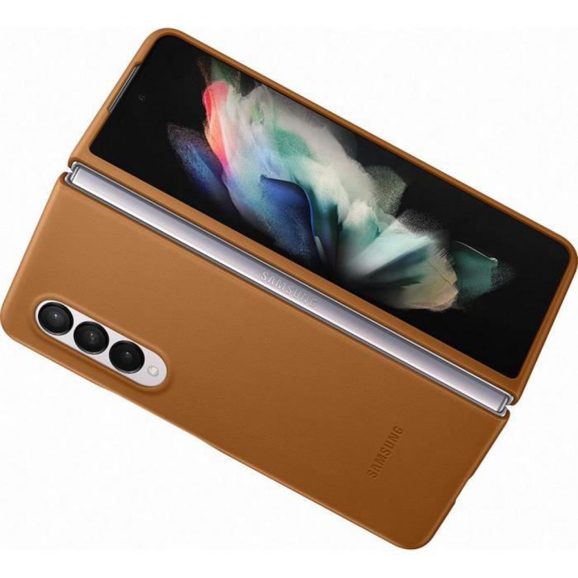 Samsung - SAMSUNG Coque en cuir Z Fold3 Marron clair - Coque, étui smartphone
