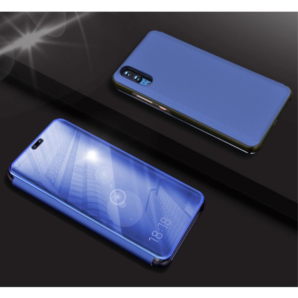 marque generique - Etui en PU  surface miroir bleu fenêtre d'affichage pour Huawei P20 - Autres accessoires smartphone