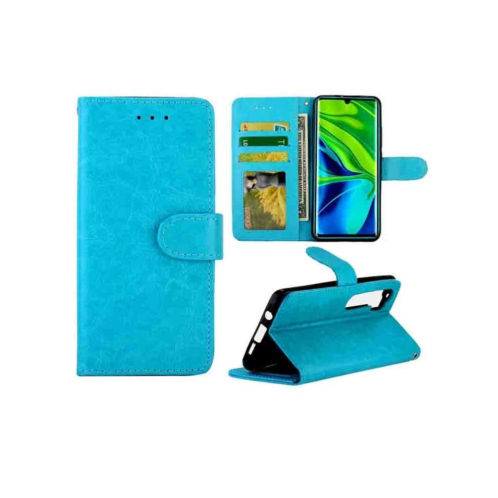 Wewoo - Housse Coque Pour Xiaomi Note10 / CC9 Pro Crazy Horse Texture de protection en cuir à rabat horizontal avec support et fentes cartes et portefeuille et cadre photo bleu bébé - Coque, étui smartphone