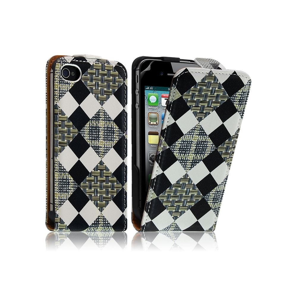 Karylax - Housse Coque Etui pour Apple Iphone 4 / 4S motif carreau vert + Film - Autres accessoires smartphone