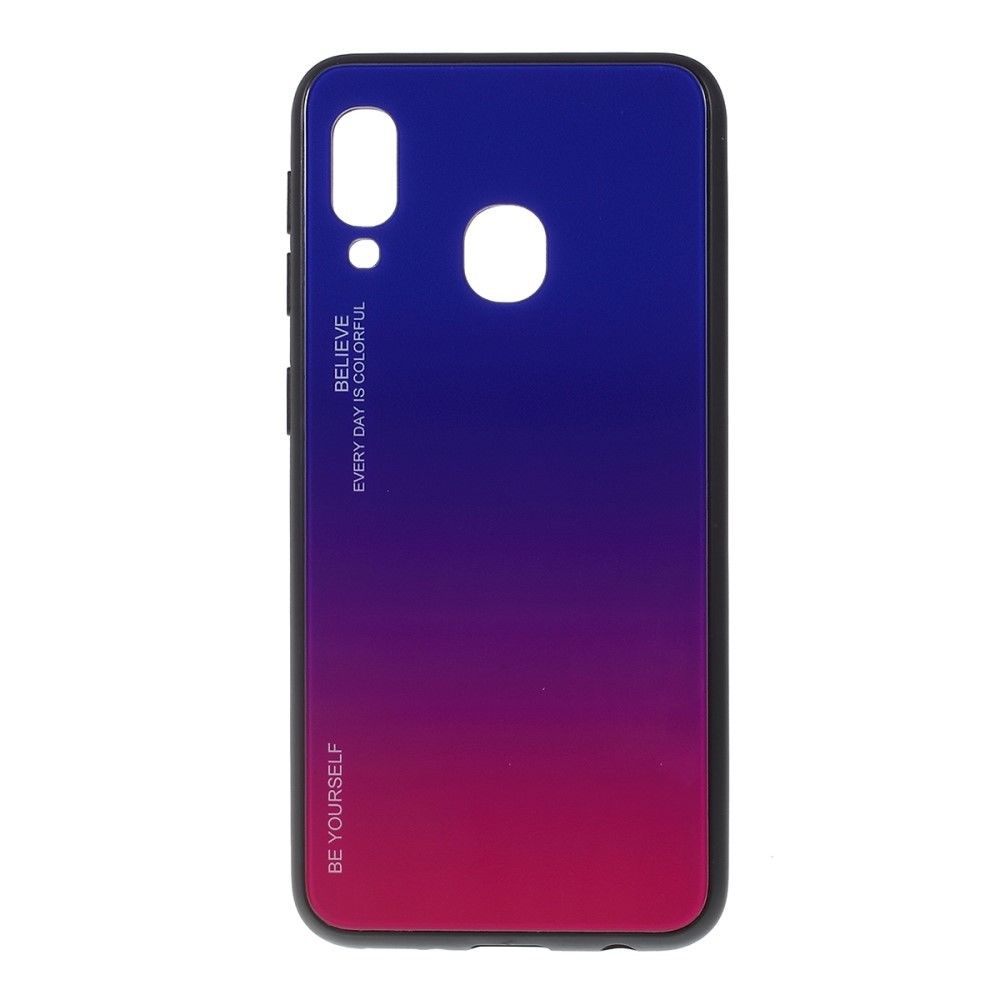 marque generique - Coque en TPU verre hybride dégradé bleu/rose pour votre Samsung Galaxy A20e - Coque, étui smartphone