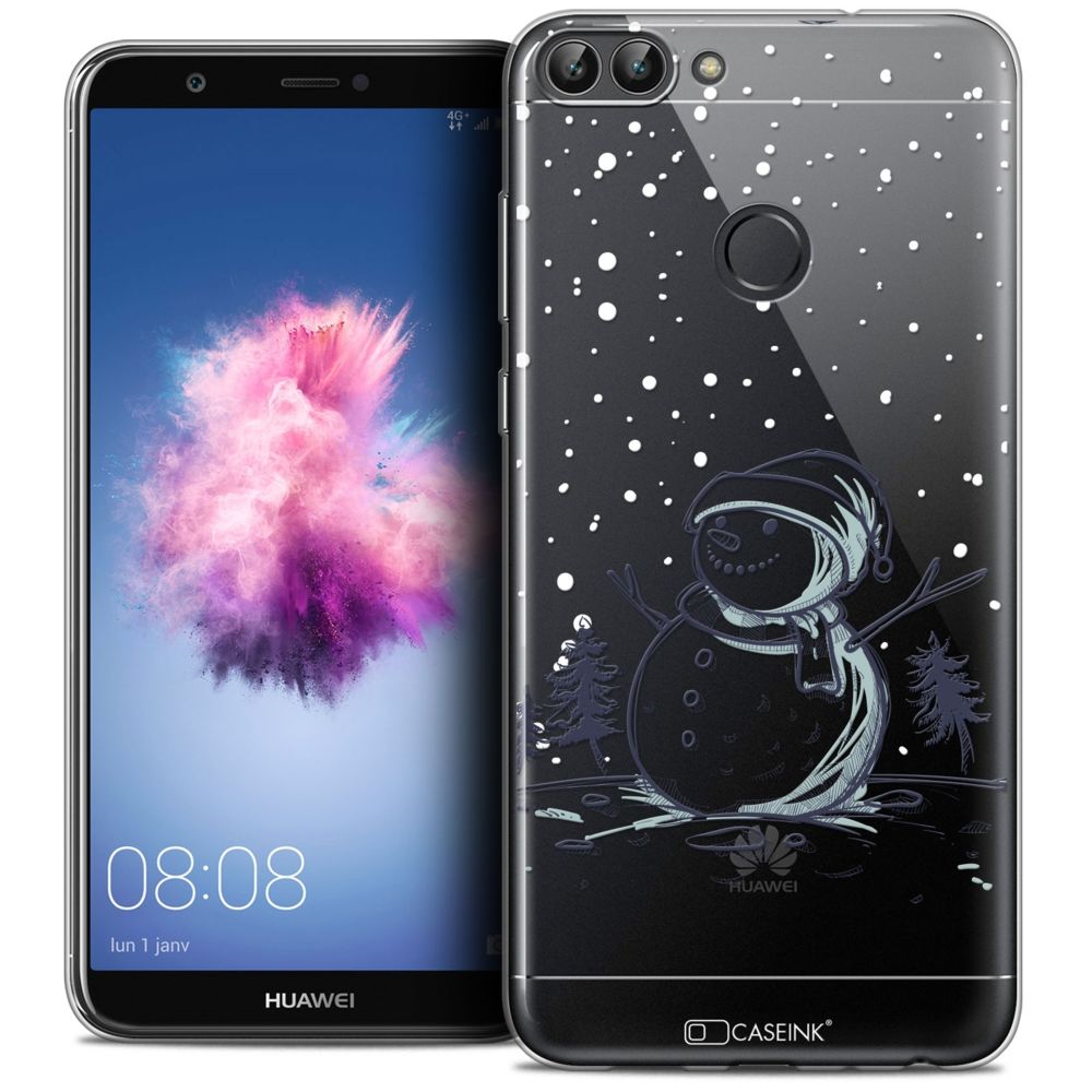 Caseink - Coque Housse Etui Huawei P Smart (5.7 ) [Crystal Gel HD Collection Noël 2017 Design Bonhomme de Neige - Souple - Ultra Fin - Imprimé en France] - Coque, étui smartphone