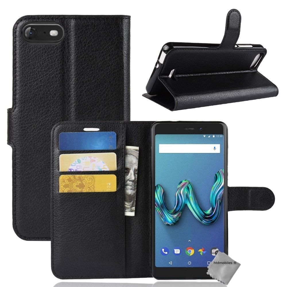 Htdmobiles - Housse etui coque pochette portefeuille pour Wiko Sunny 3 + verre trempe - NOIR - Autres accessoires smartphone