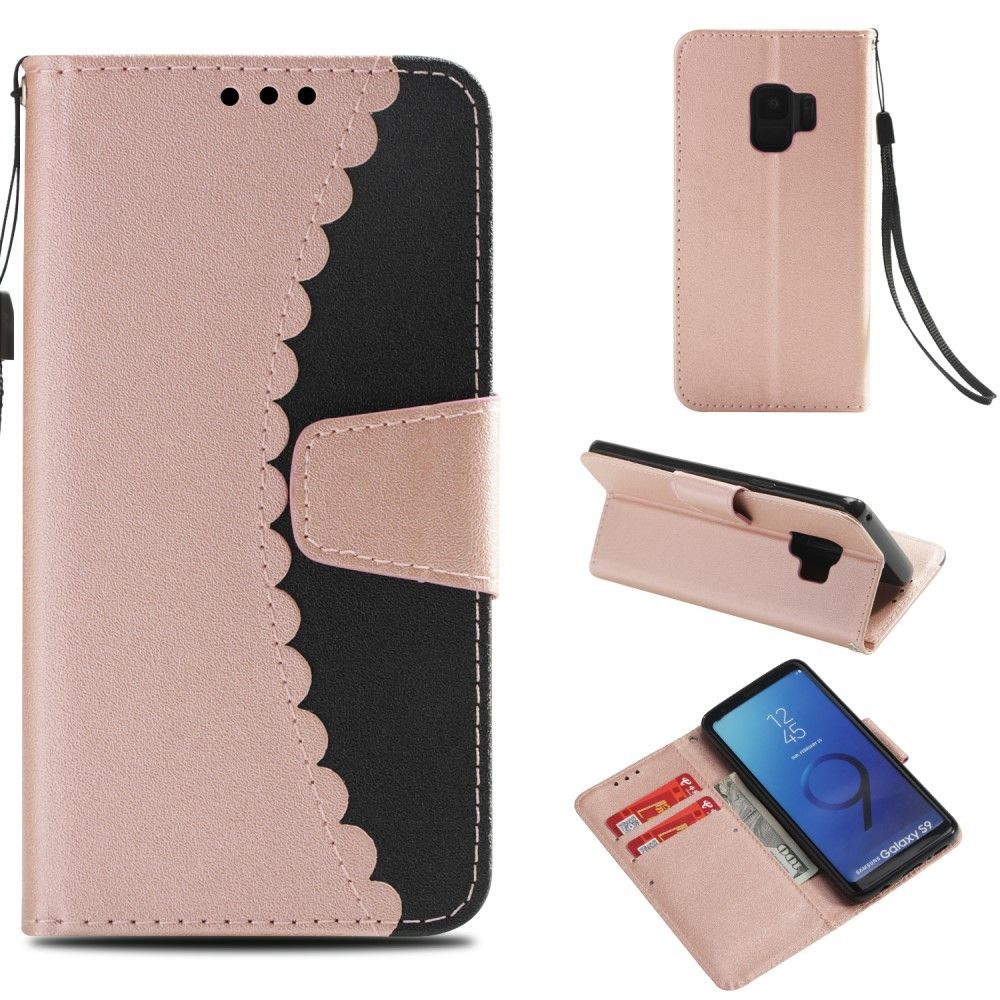 marque generique - Etui en PU épissage bi-couleur or rose/noir pour votre Samsung Galaxy S9 SM-G960 - Autres accessoires smartphone