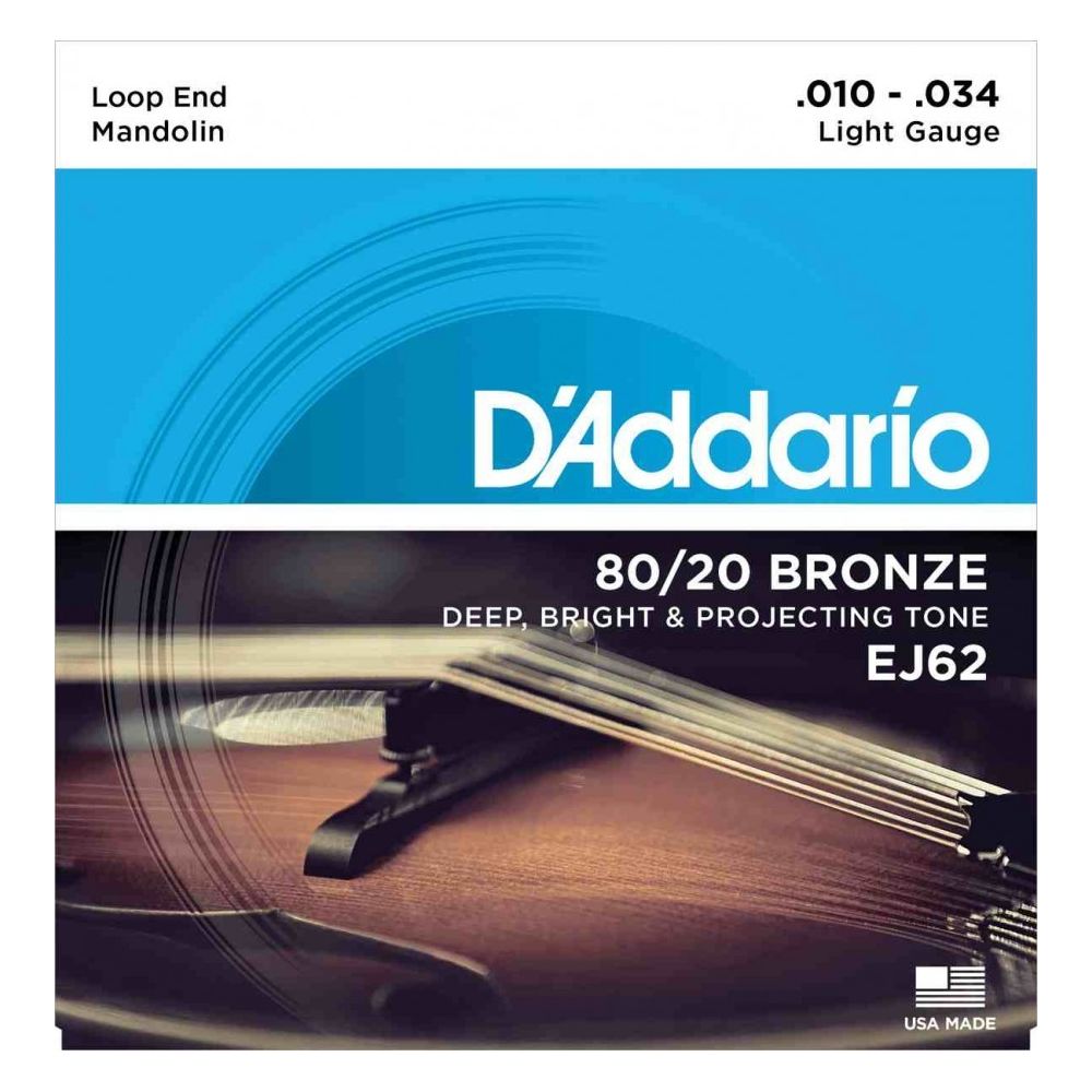 D'Addario - D'Addario EJ62 80-20 bronze 10-34 - Jeu de cordes Mandoline - Accessoires instruments à cordes