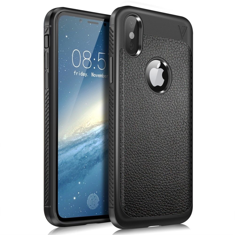 Kabiloo - Coque iPhone X IVSO aspect cuir noir - Coque, étui smartphone