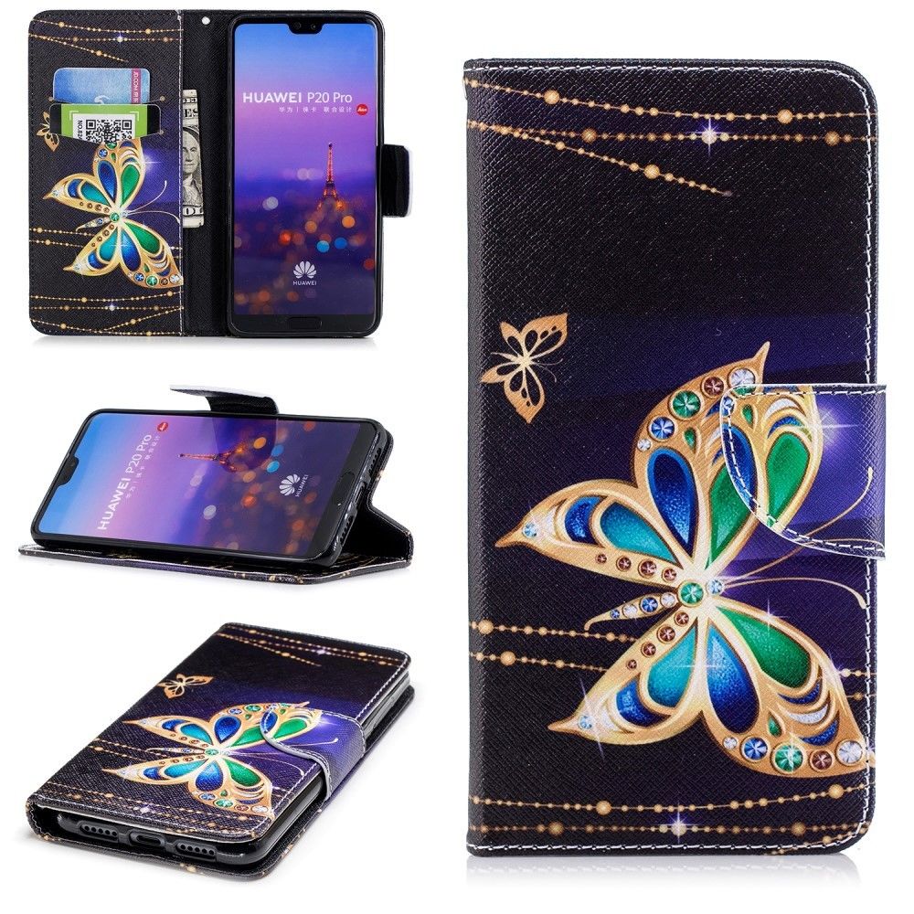 marque generique - Etui en PU  avec support papillon avec diamond pour Huawei P20 Pro - Autres accessoires smartphone