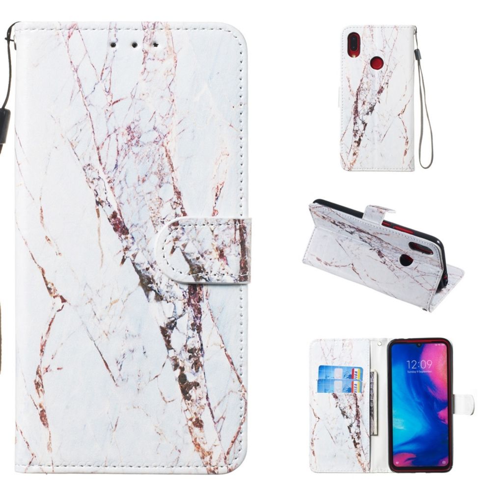 Wewoo - Coque Fashion Etui de protection en cuir pour Redmi Note 7 marbre blanc - Coque, étui smartphone