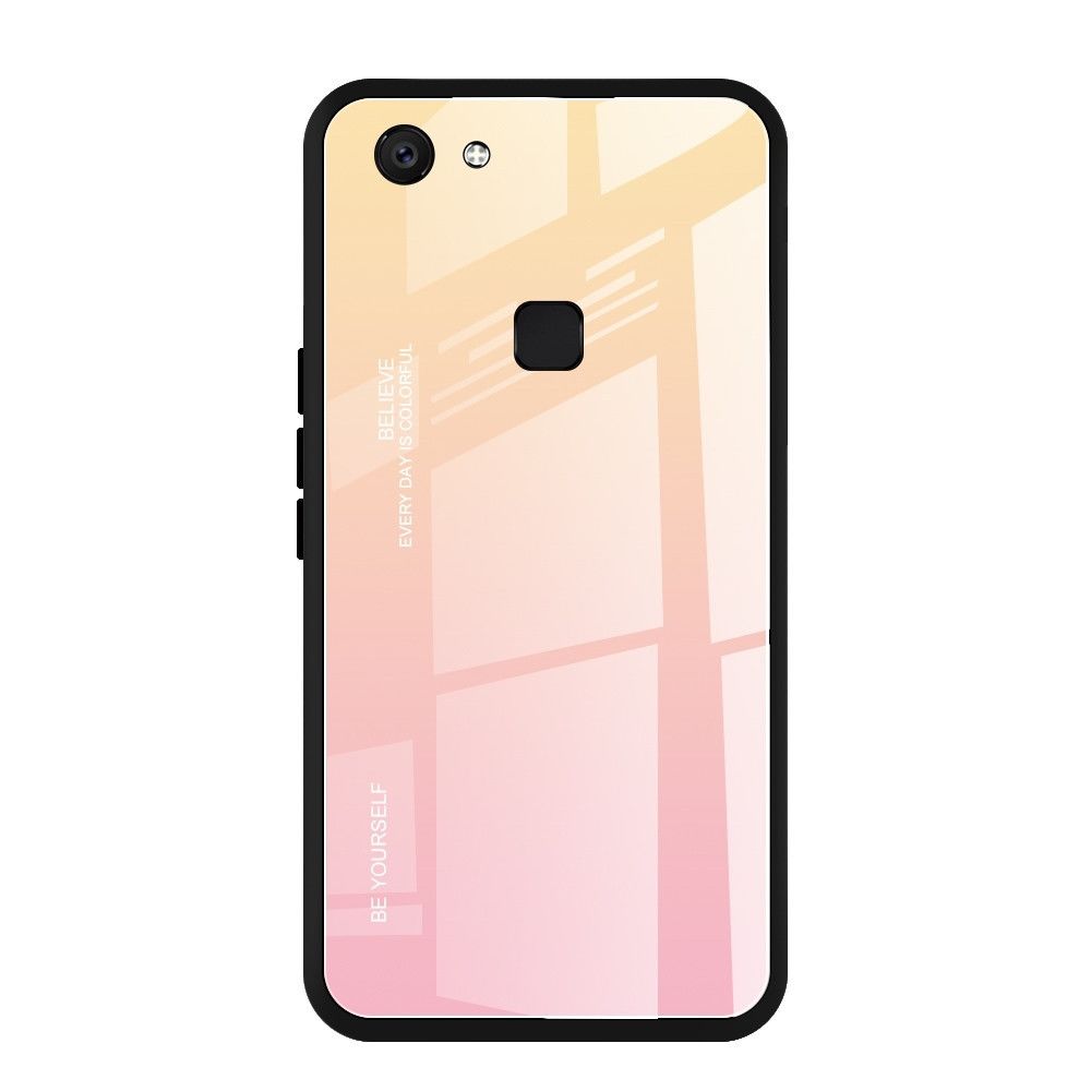 Wewoo - Coque Pour Vivo V7 Gradient Color Glass Case Jaune - Coque, étui smartphone