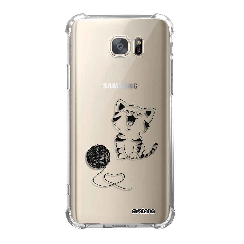 Evetane - Coque Samsung Galaxy S7 anti-choc souple avec angles renforcés Chat et Laine Evetane - Coque, étui smartphone