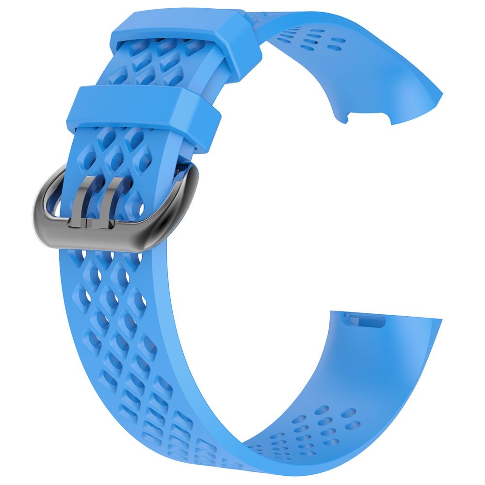 marque generique - Bracelet en silicone souple remplacement pour Fitbit Charge 3 (5.1-7.1inch) - Bleu - Autres accessoires smartphone