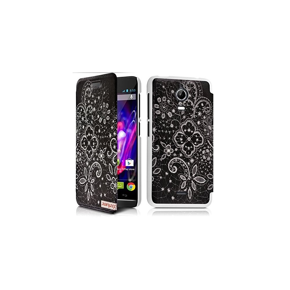 Karylax - Coque Etui à rabat porte-carte motif LM11 pour Wiko Wax + Film de protection - Autres accessoires smartphone