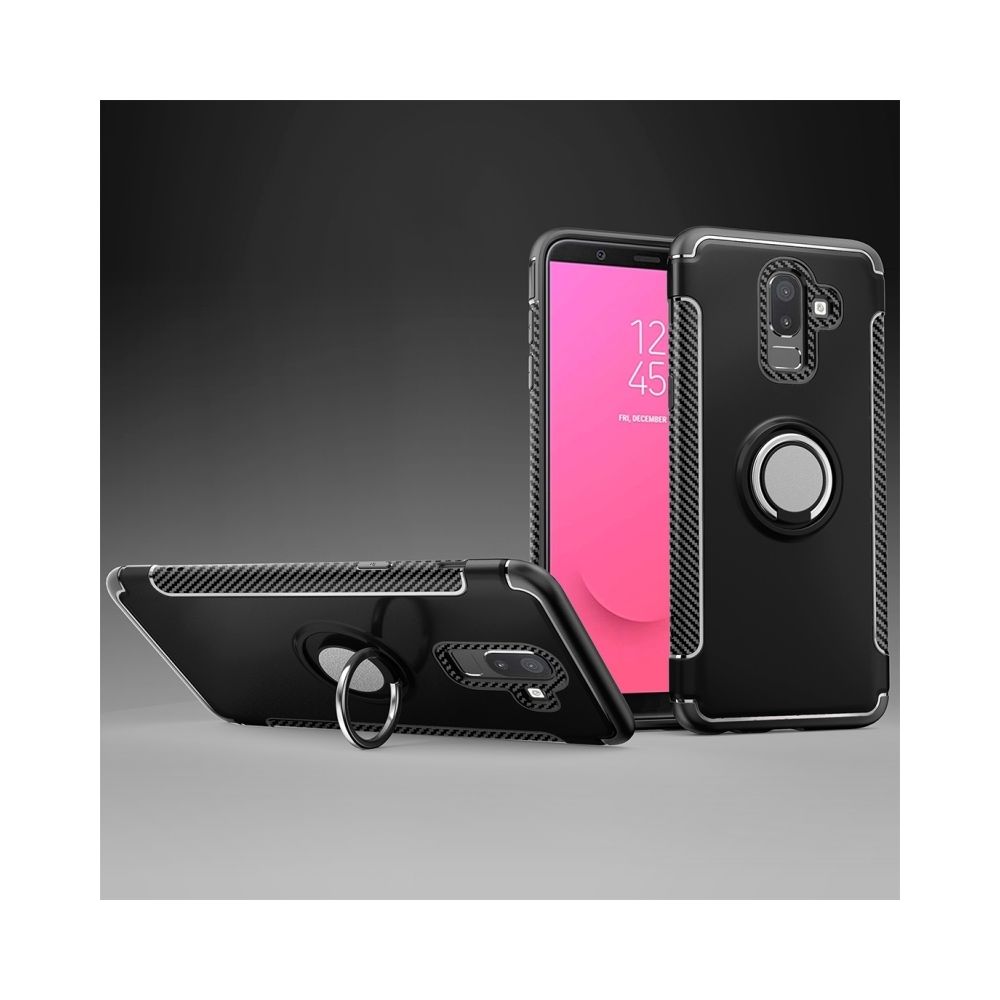 Wewoo - Coque Étui de protection magnétique à 360 degrés avec anneau de rotation pour Galaxy J8 2018 noir - Coque, étui smartphone