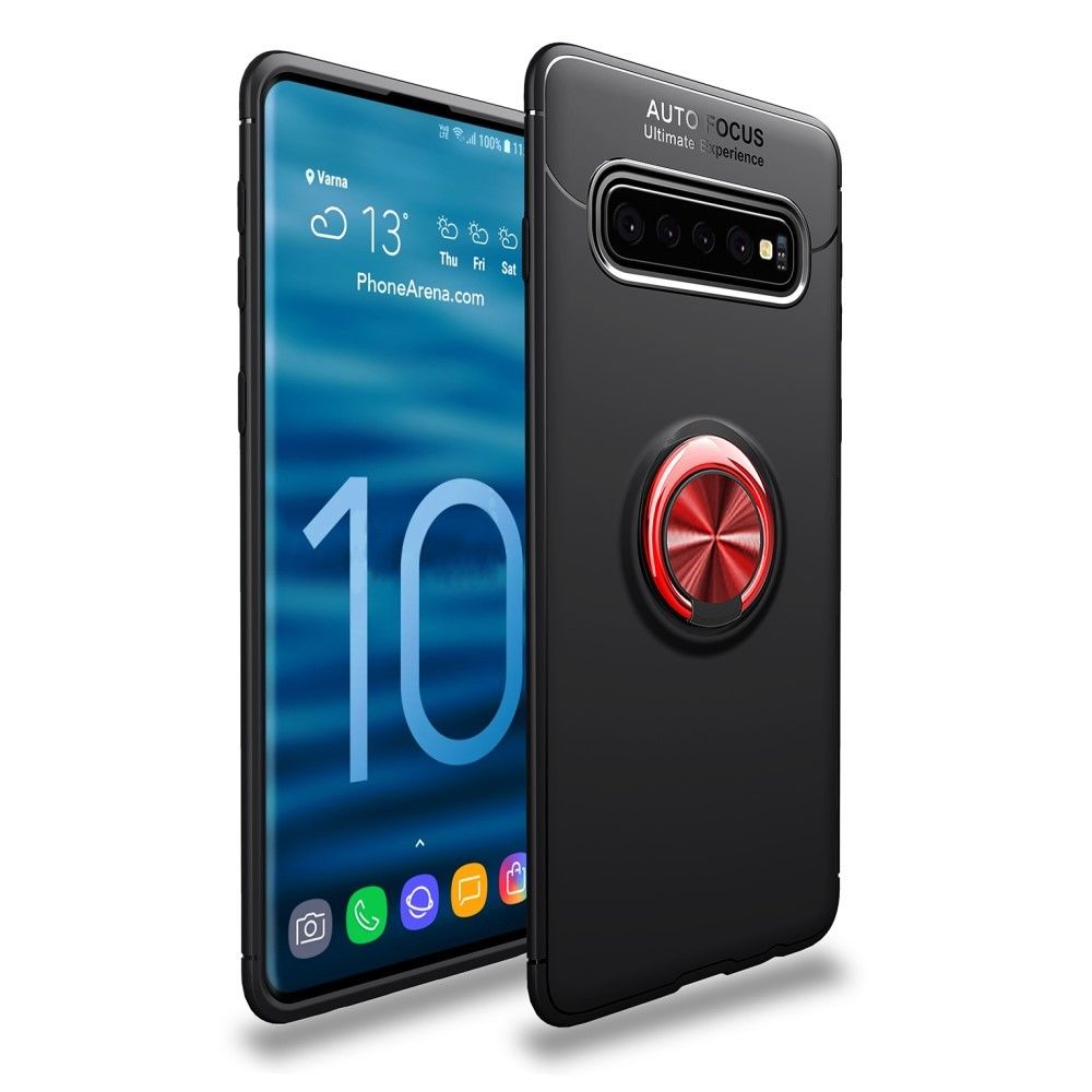 marque generique - Coque en TPU avec béquille pour anneau au doigt noir/rouge pour votre Samsung Galaxy S10 - Autres accessoires smartphone