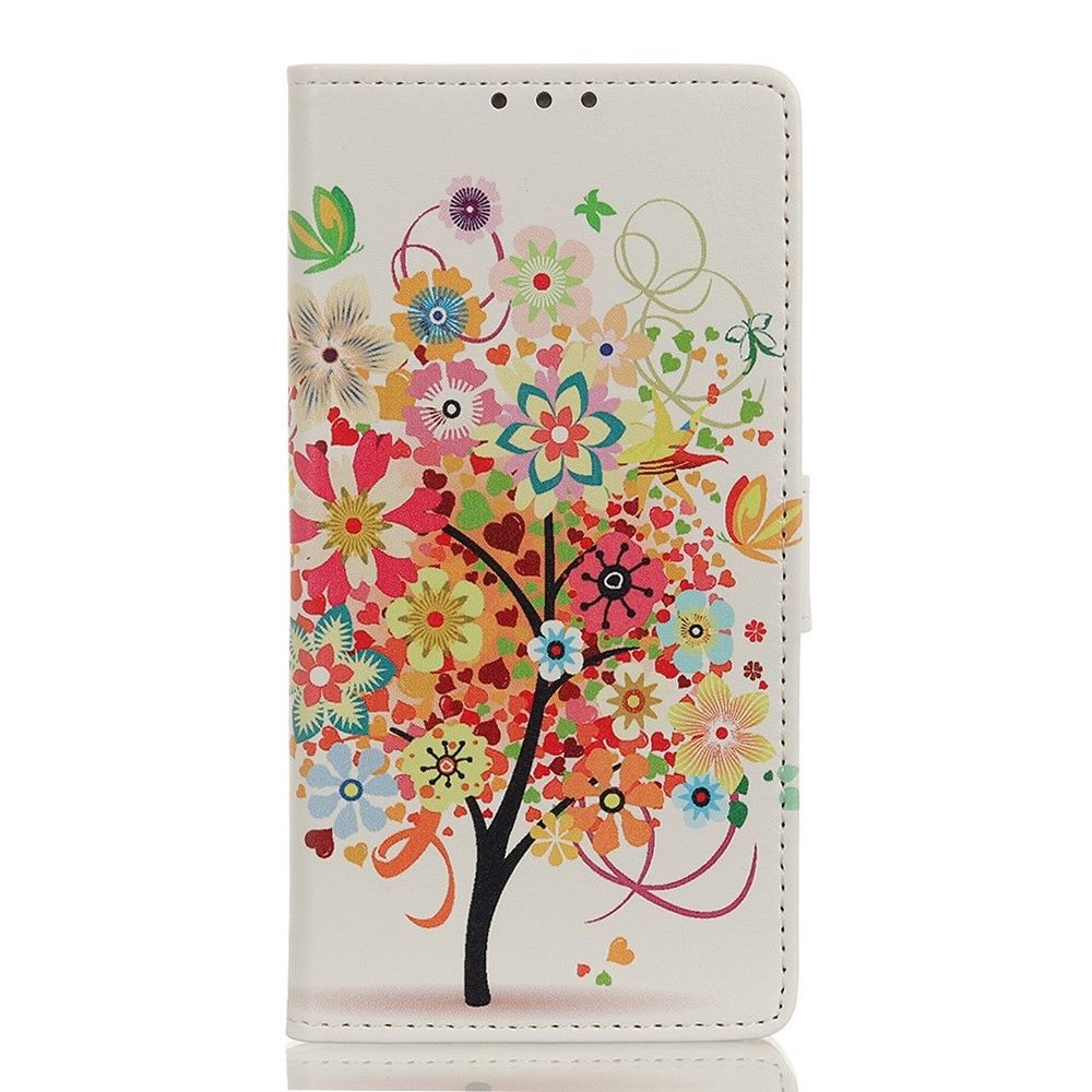 marque generique - Etui en PU support motif imprimé arbre aux fleurs colorées pour votre Samsung Galaxy A50 - Coque, étui smartphone