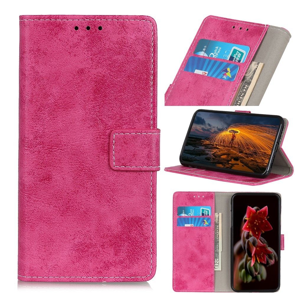 marque generique - Etui en PU style rétro avec support rose pour votre Samsung Galaxy A20e - Coque, étui smartphone