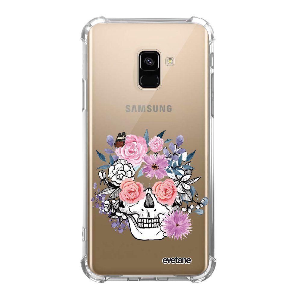 Evetane - Coque Samsung Galaxy A8 2018 anti-choc souple avec angles renforcés Crâne floral Evetane - Coque, étui smartphone