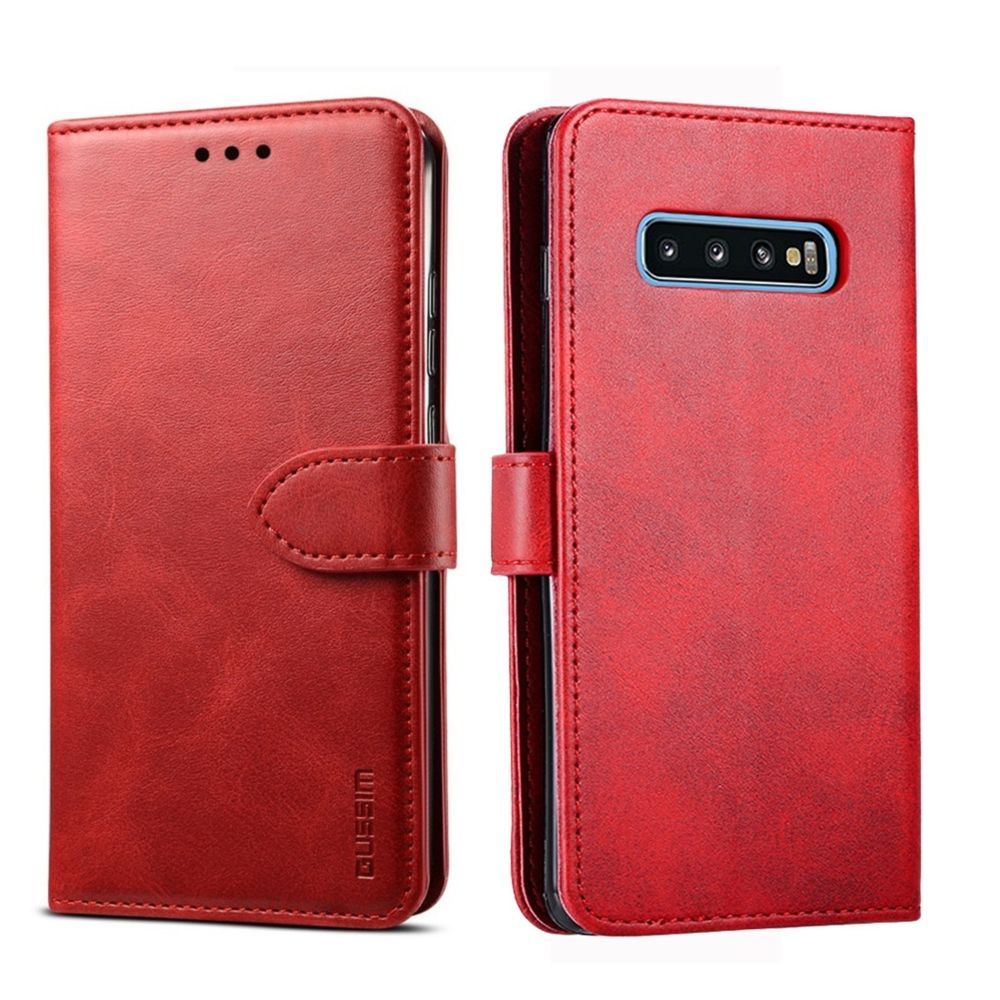 Wewoo - Housse Étui Coque Pour Galaxy S10 GUSSIM Business Style en cuir à rabat horizontal avec support et fentes cartes et portefeuille rouge - Coque, étui smartphone